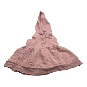 Ralph Lauren Baby Girl Pink Hooded Dress With Embroidered Detail Size 9M Cotton